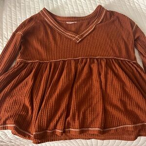 Ces Femme waffle knit top in burnt orange